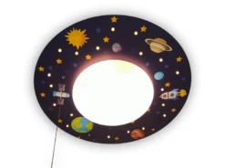 Coole LED Deckenleucht Weltall Motiv fürs Kinderzimmer Schlummerlicht bunt Ø54cm