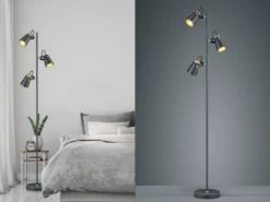 Coole Stehleuchte EDWARD in schwarz matt, Spots variabel verstellbar, 160cm hoch