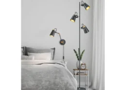 Coole Stehleuchte EDWARD in schwarz matt, Spots variabel verstellbar, 160cm hoch