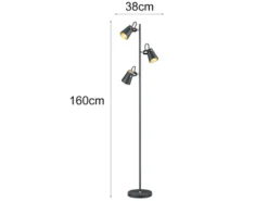 Coole Stehleuchte EDWARD in schwarz matt, Spots variabel verstellbar, 160cm hoch