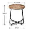 Couchtisch 2 teilig rund Metallgestell Schwarz, Tischplatte Holzoptik