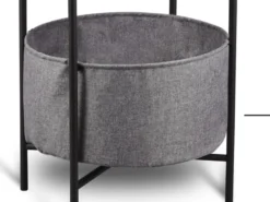 Couchtisch 2er Set aus Metall mit Stoff Korb Höhe 61cm