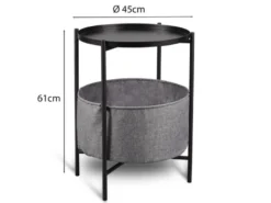 Couchtisch 2er Set aus Metall mit Stoff Korb Höhe 61cm