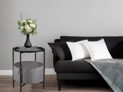 Couchtisch 2er Set aus Metall mit Stoff Korb Höhe 61cm