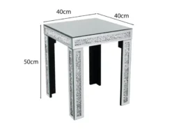 Couchtisch 2er Set mit Spiegelglas und Glitzereffekt, Höhe 50cm
