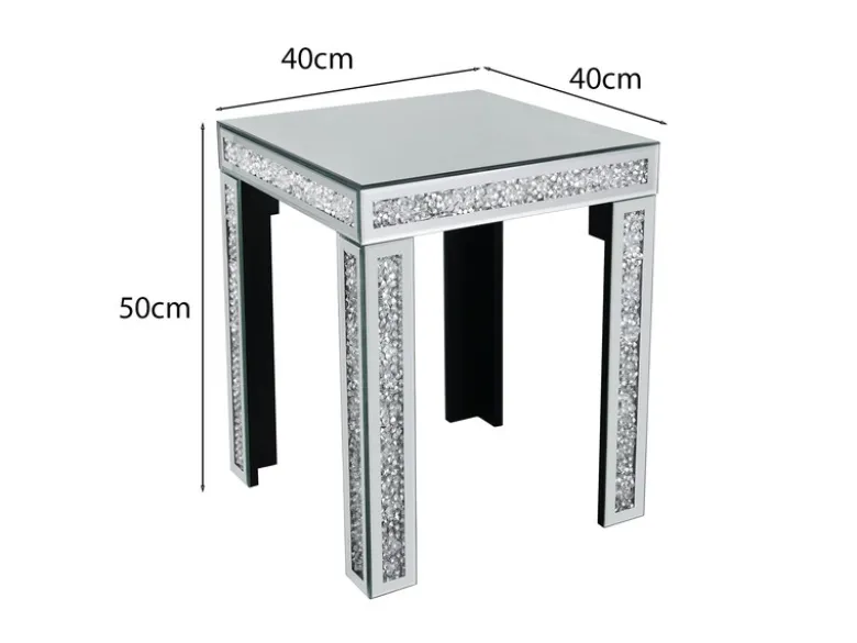 Couchtisch 2er Set mit Spiegelglas und Glitzereffekt, Höhe 50cm