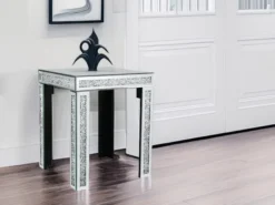 Couchtisch 2er Set mit Spiegelglas und Glitzereffekt, Höhe 50cm