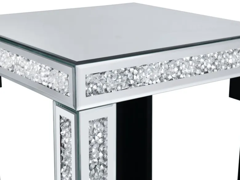 Couchtisch 2er Set mit Spiegelglas und Glitzereffekt, Höhe 50cm