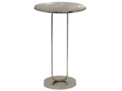 Couchtisch 2er Set rund aus Metall in Silber, Höhe 61cm