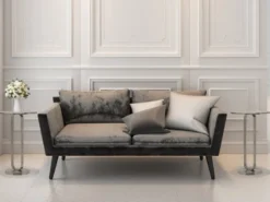 Couchtisch 2er Set rund aus Metall in Silber, Höhe 61cm