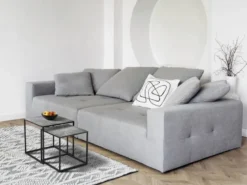 Couchtisch HILLARY 2er Set - Satztisch Metall in Schwarz Silber
