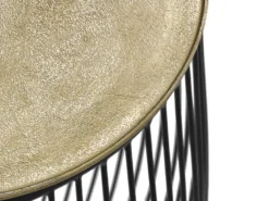 Couchttisch 2 teilig Korbtisch Metall Schwarz mit Tischplatte Gold, Höhe 42cm