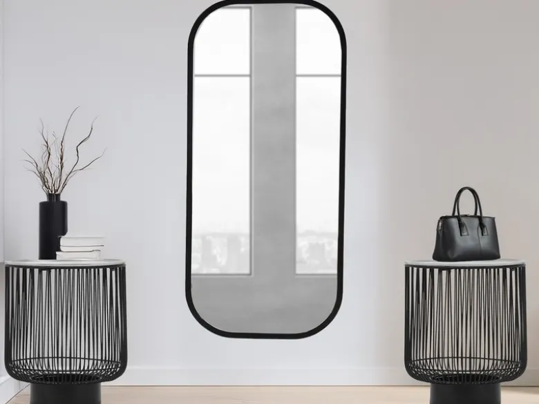 Couchttisch 2 teilig Korbtisch Metall Schwarz mit Tischplatte Silber, Höhe 46cm