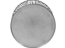 Couchttisch 2 teilig Korbtisch Metall Schwarz mit Tischplatte Silber, Höhe 46cm