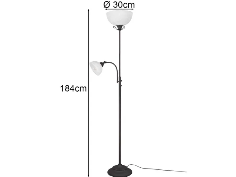 Deckenfluter COUNTRY mit Leselampe im Landhausstil, Rostfarbig, Höhe 184cm