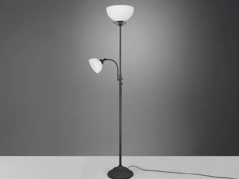 Deckenfluter COUNTRY mit Leselampe im Landhausstil, Rostfarbig, Höhe 184cm