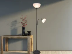 Deckenfluter COUNTRY mit Leselampe im Landhausstil, Rostfarbig, Höhe 184cm