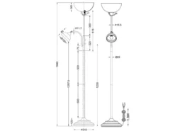 Deckenfluter COUNTRY mit Leselampe im Landhausstil, Rostfarbig, Höhe 184cm