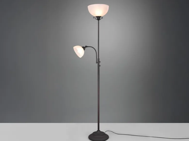 Deckenfluter COUNTRY mit Leselampe im Landhausstil, Rostfarbig, Höhe 184cm