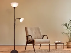 Deckenfluter COUNTRY mit Leselampe im Landhausstil, Rostfarbig, Höhe 184cm
