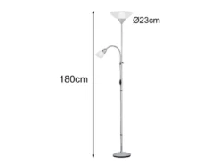 Deckenfluter ERZWO mit flexibler Leselampe, Höhe 180cm