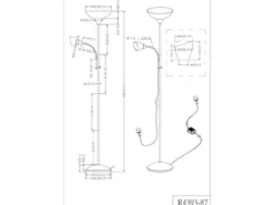 Deckenfluter ERZWO mit flexibler Leselampe, Höhe 180cm