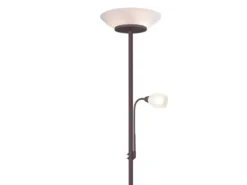 Deckenfluter GERRY mit Flex Leselampe, Rostoptik & Glas Weiß, Höhe 180cm