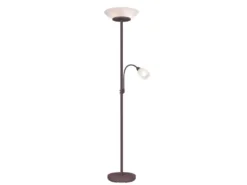 Deckenfluter GERRY mit Flex Leselampe, Rostoptik & Glas Weiß, Höhe 180cm