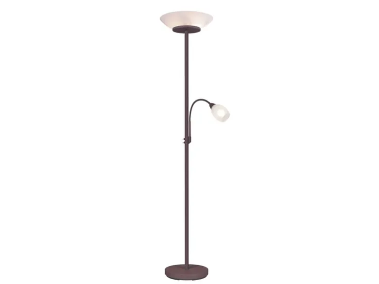 Deckenfluter GERRY mit Flex Leselampe, Rostoptik & Glas Weiß, Höhe 180cm