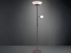 Deckenfluter GERRY mit Flex Leselampe, Rostoptik & Glas Weiß, Höhe 180cm