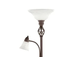 Deckenfluter mit Leselampe Rostoptik, Glasschirm Weiß inkl. LEDs, Höhe 180cm