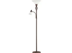 Deckenfluter RUSTICA im Landhausstil Rostoptik mit Leselampe, Höhe 180cm
