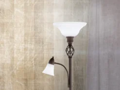 Deckenfluter RUSTICA im Landhausstil Rostoptik mit Leselampe, Höhe 180cm