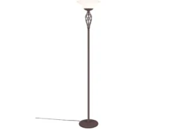 Deckenfluter RUSTICA Landhausstil Rostoptik mit E27 Glasschirm, Höhe 180cm