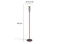 Deckenfluter RUSTICA Landhausstil Rostoptik mit E27 Glasschirm, Höhe 180cm