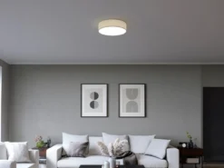 Deckenlampe CEILING DREAM, Leinen Stoffschirm / Abdeckung satiniert, Ø 40cm
