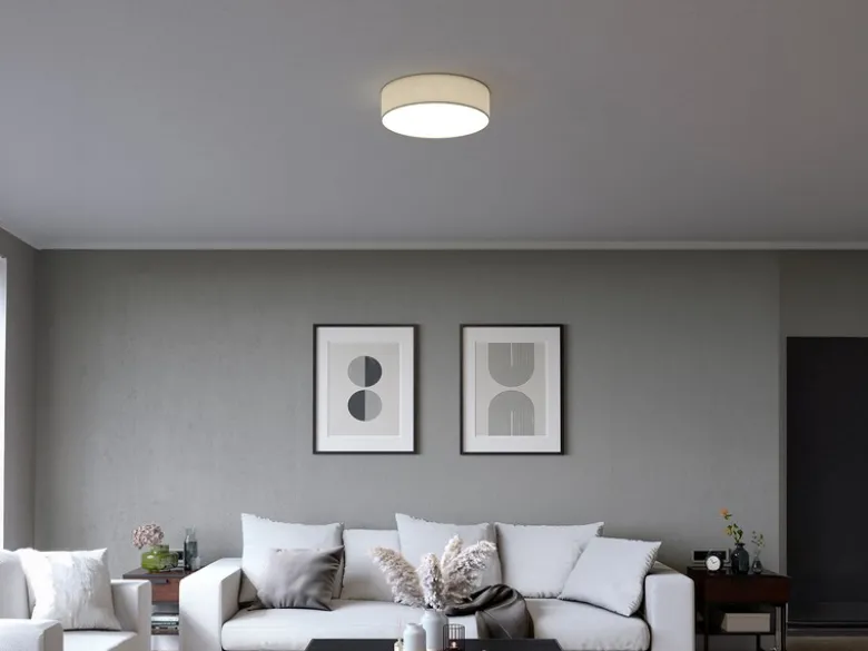 Deckenlampe CEILING DREAM, Leinen Stoffschirm / Abdeckung satiniert, Ø 40cm