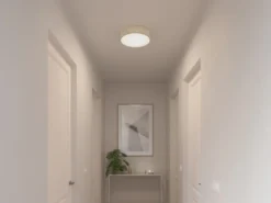 Deckenlampe CEILING DREAM, Leinen Stoffschirm / Abdeckung satiniert, Ø 40cm