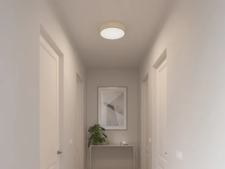 Deckenlampe CEILING DREAM, Leinen Stoffschirm / Abdeckung satiniert, Ø 40cm