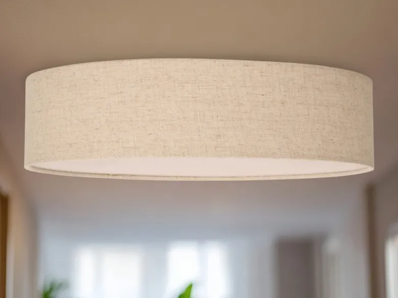 Deckenlampe CEILING DREAM, Leinen Stoffschirm / Abdeckung satiniert, Ø 40cm