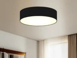 Deckenlampe CEILING DREAM, Stoff Schwarz / Abdeckung satiniert, Ø 40cm