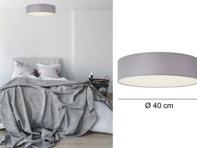 Deckenlampe CEILING DREAM, Stoff Grau / Abdeckung satiniert, Ø 40cm