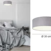 Deckenlampe CEILING DREAM, Stoff Grau / Abdeckung satiniert, Ø 30cm