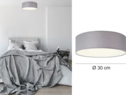 Deckenlampe CEILING DREAM, Stoff Grau / Abdeckung satiniert, Ø 30cm