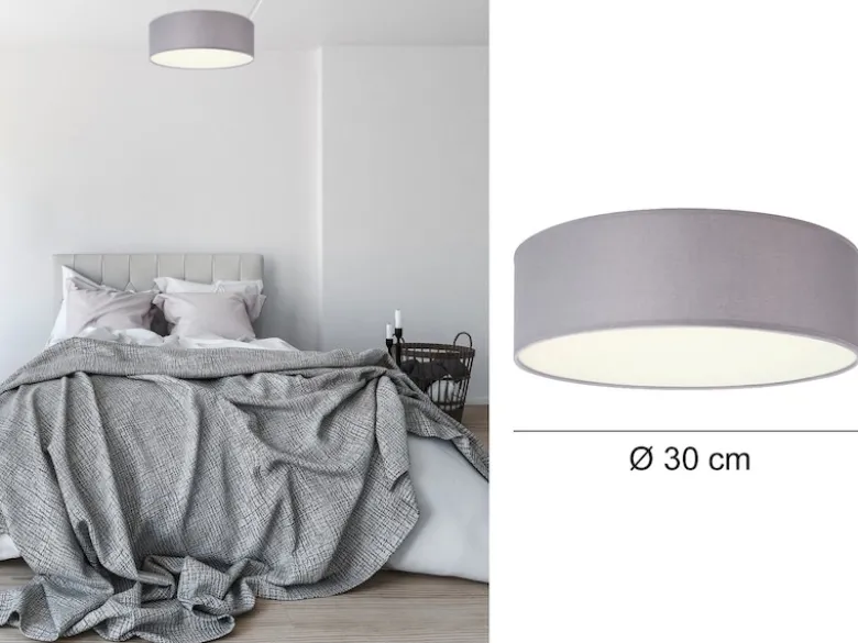 Deckenlampe CEILING DREAM, Stoff Grau / Abdeckung satiniert, Ø 30cm