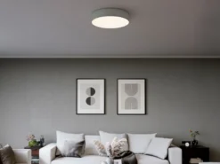 Deckenlampe CEILING DREAM, Stoff Grau / Abdeckung satiniert, Ø 50cm