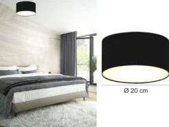 Deckenlampe CEILING DREAM, Stoff Schwarz / Abdeckung satiniert, Ø 20cm