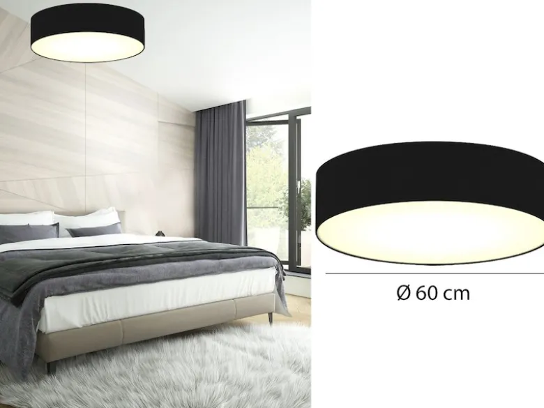 Deckenlampe CEILING DREAM, Stoff Schwarz / Abdeckung satiniert, Ø 60cm