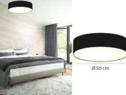 Deckenlampe CEILING DREAM, Stoff Schwarz / Abdeckung satiniert, Ø 50cm