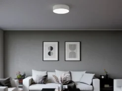 Deckenlampe CEILING DREAM, Stoff Weiß / Abdeckung satiniert, Ø 40cm